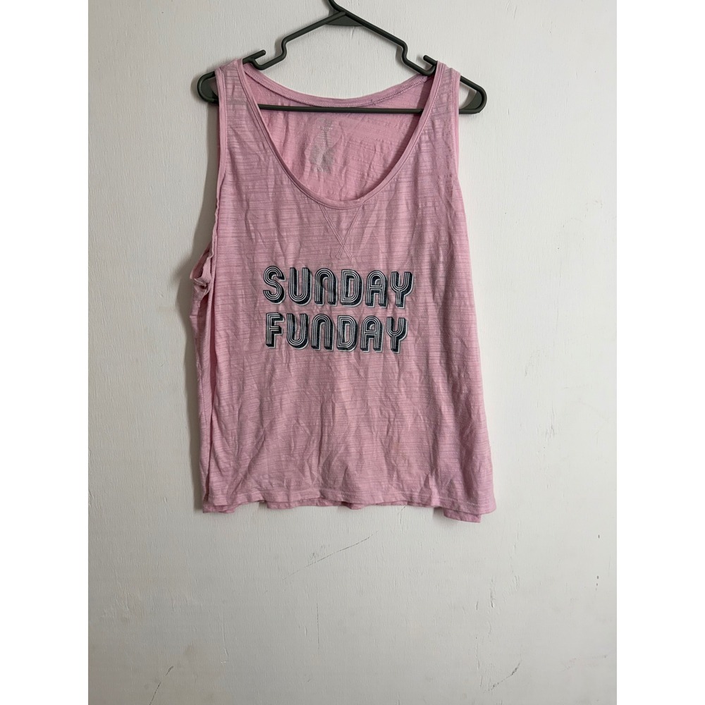 Secret Treasures Sunday Funday Pink Sleep Tank Top 3X 22W Pajama Slub Graphic